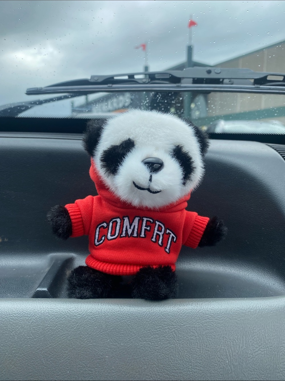 Plush Panda Toy in Red Hoodie - COMFRT